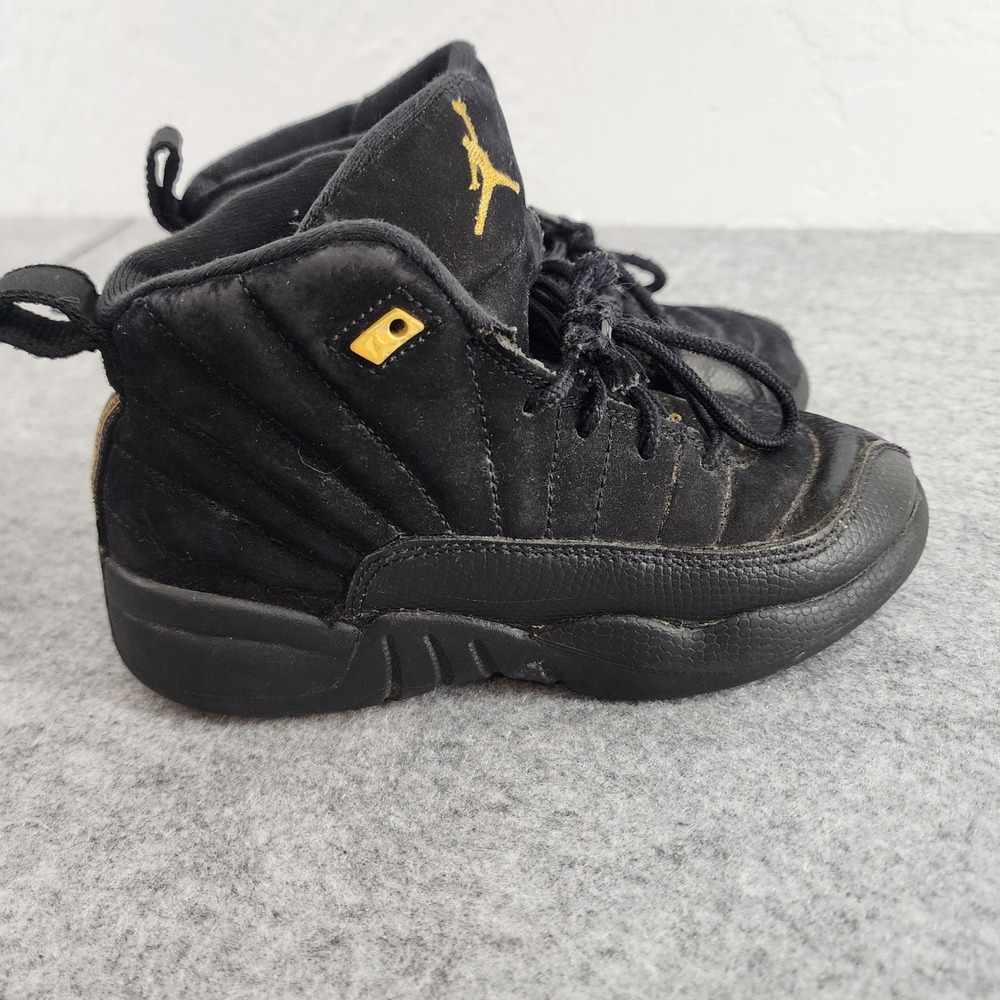 Air Jordan Retro 12 Black Gold 151186-071 Kids Basketball Sneakers Size 13C
